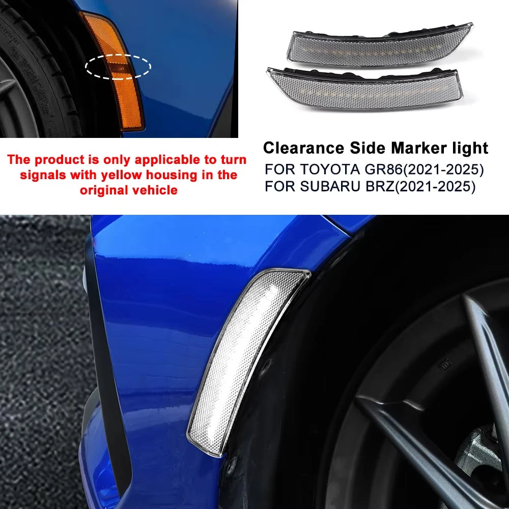 For USDM Subaru BRZ Toyota GR86 2021 2022 2023 2024 2025 LHD RHD Car Side Clearance Marker Light White Signal LED Indicator Lamp