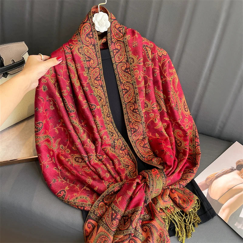 Women's Printed Pashmina Shawl, Soft Winter Scarf