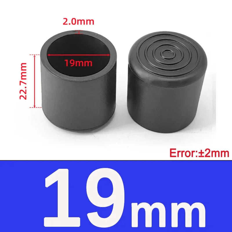 1-20Pcs Round Black PVC Soft Rubber Pipe Sleeve Tube Cap Table Chair Foot Pad Protective Cover 6 8 10 12 14 16 20 22 25 28-100mm