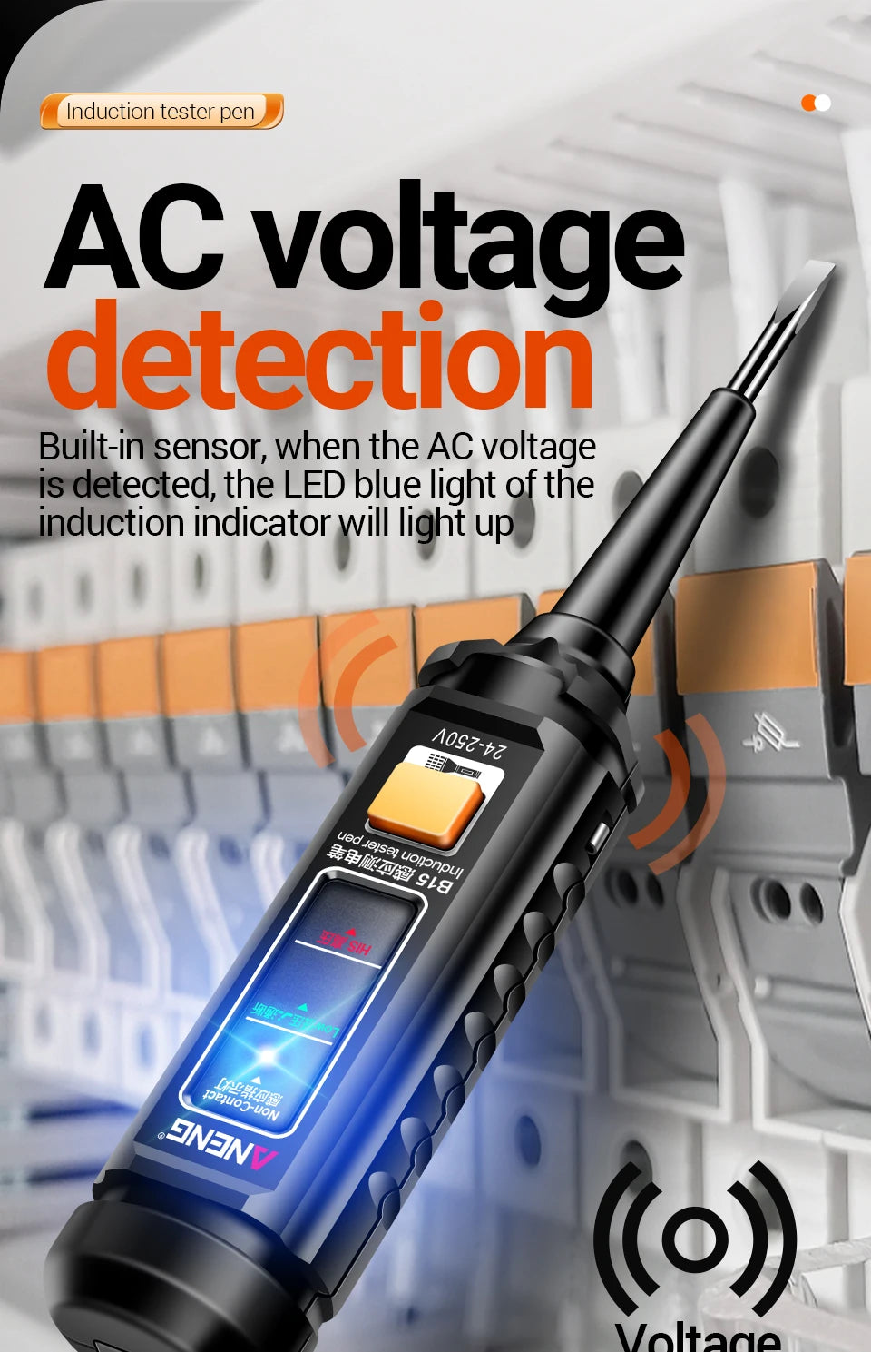 Multimeter Tester Pen Suit ANENG Multimeters 1999 Counts 24-250V Voltage Detector Meter Diagnostic Breakpoint Finder
