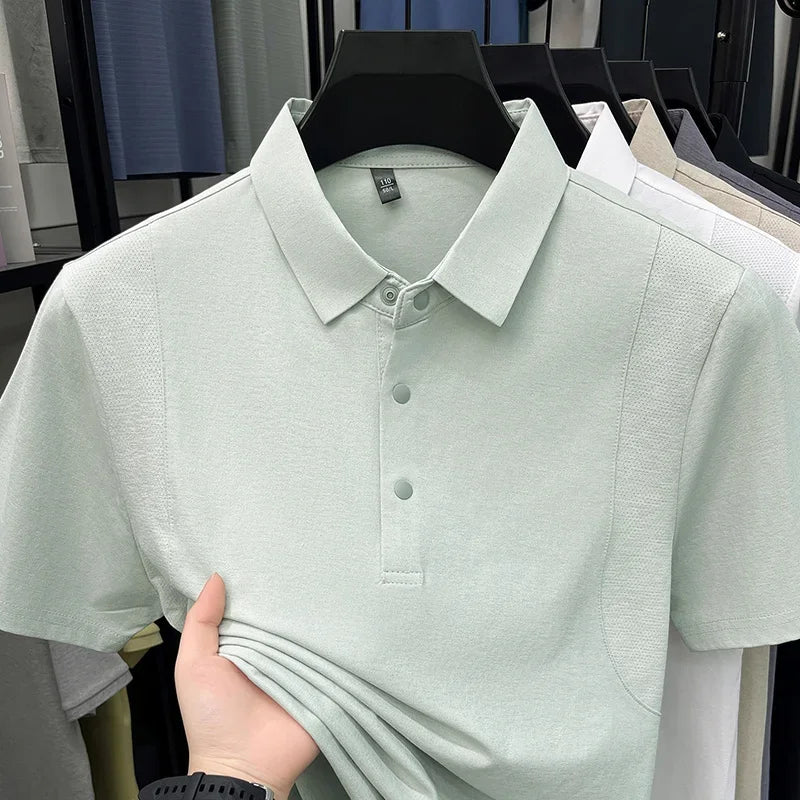 Men's Basic Polo - Stitched Breathable Panel, All-Season Casual