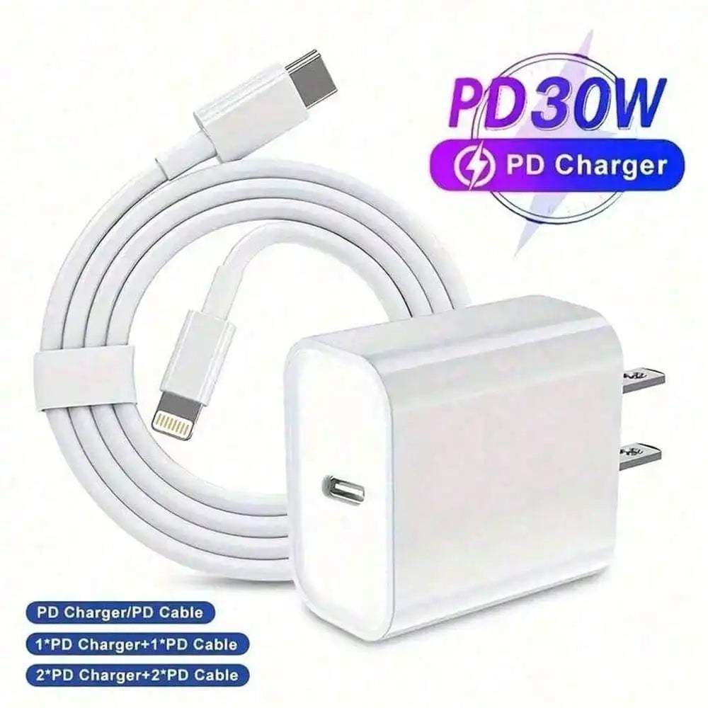 30W Fast Charging Kit – USB-C Wall Adapter + 3.3ft Data Sync Cable | FCC Certified Charger
