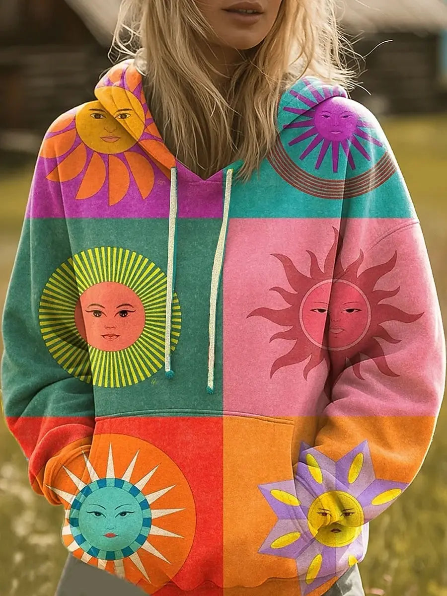 Women's Rainbow 3D Print Hoodie, Casual Pullover