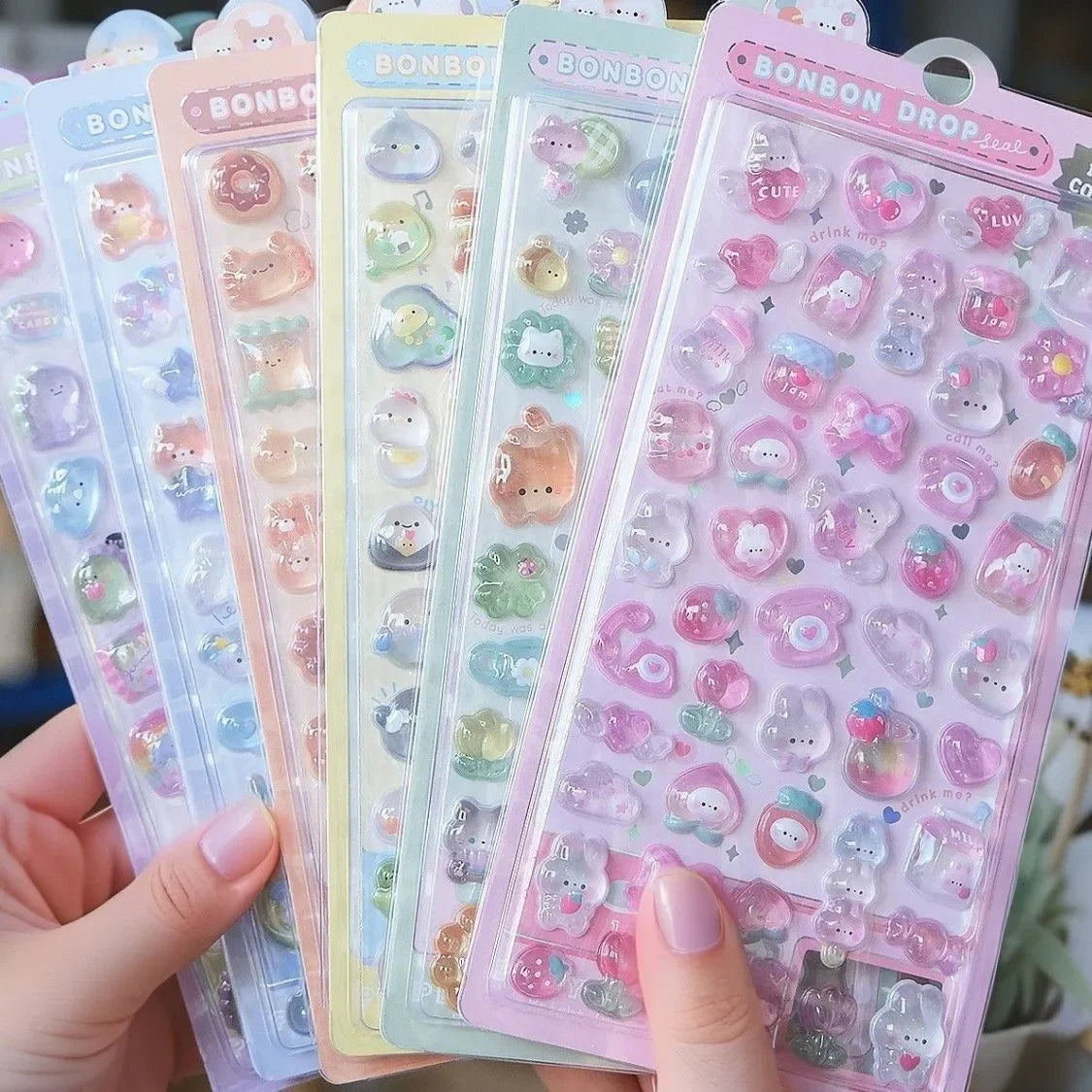 Cartoon ￥3D Relief Drop Stickers Cute Animals Candy Ghost Scrapbooking Diy Journal Stationery Sticker Deco School Office Supplie