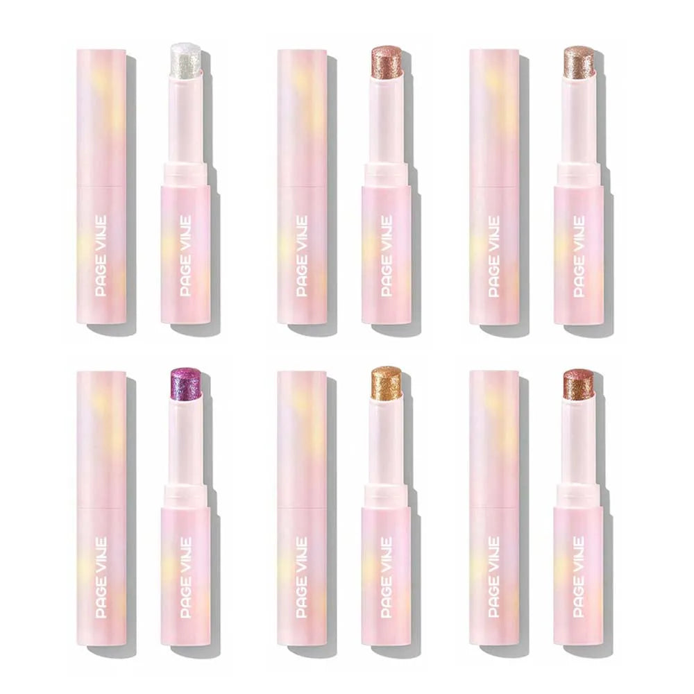 Sparkling Jelly Highlighter Stick Pearlescent Monochrome Shine Glitter Highlight Eyeshadow Stick High Gloss Face Brighten Makeup