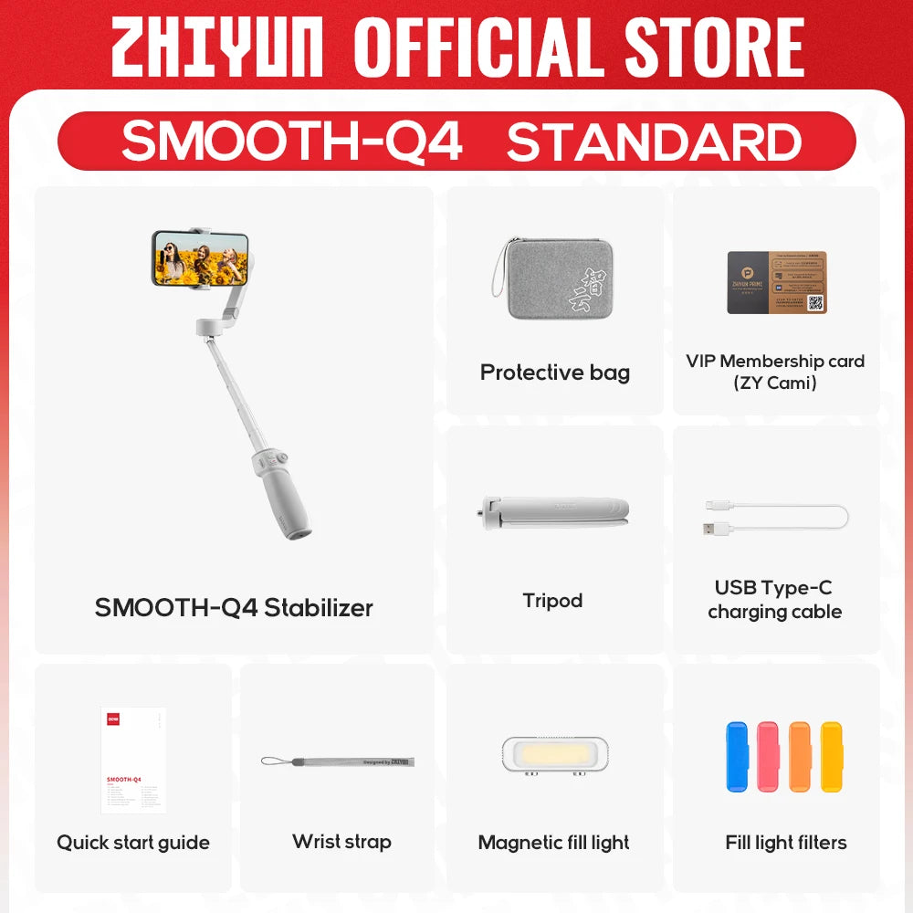 ZHIYUN Smooth Q4 3-Axis Smartphone Gimbal Stabilizer – For iPhone, Samsung, Huawei & Xiaomi