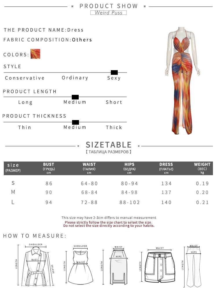 Weird Puss Irregular Ruched Dress Women Sexy Mesh Colorful Gradient Summer Trend Cross Backless Split Hollow Stretch Bodycon
