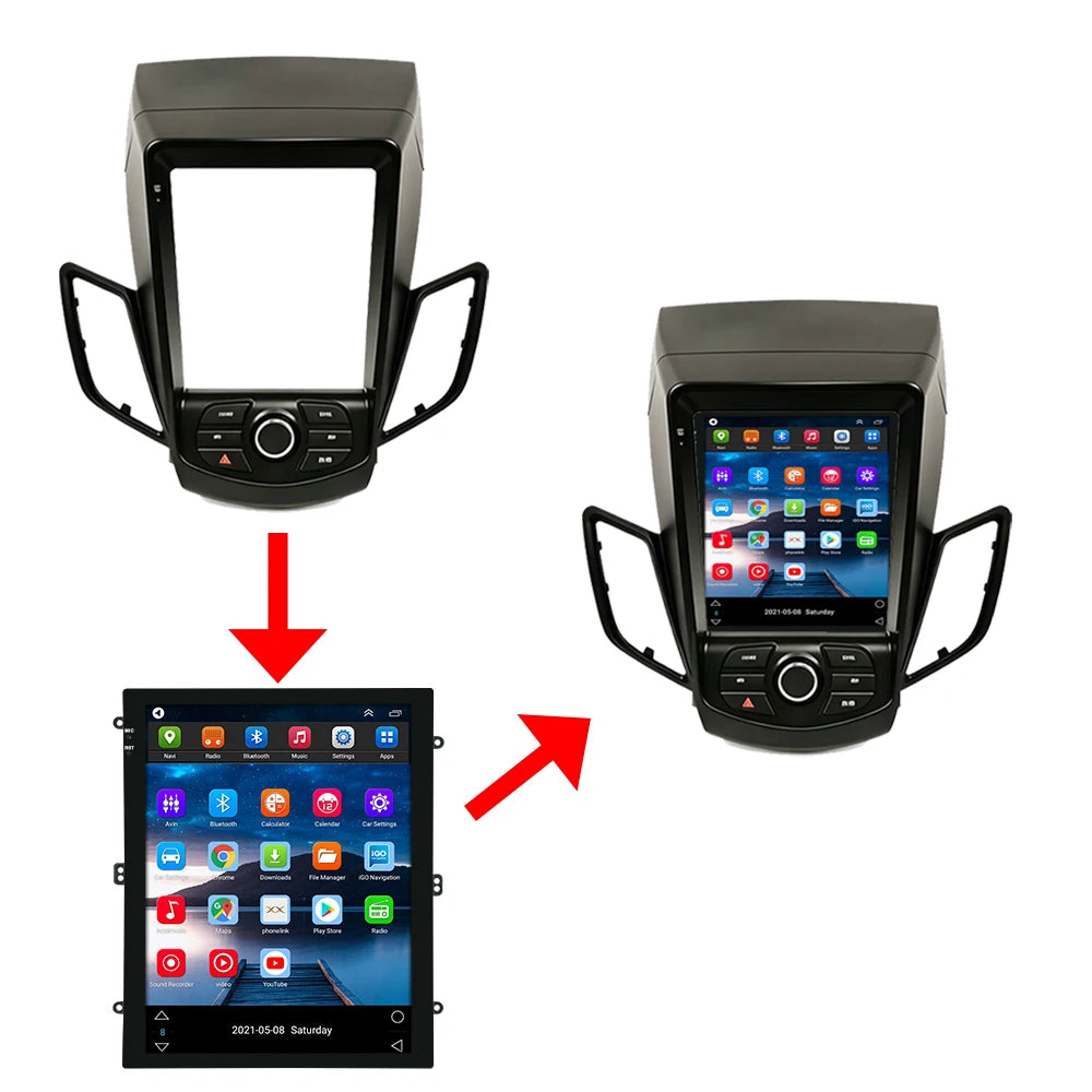 9.7" Car Stereo with Apple CarPlay & Android Auto, Compatible with Ford Fiesta MK6 & MK7