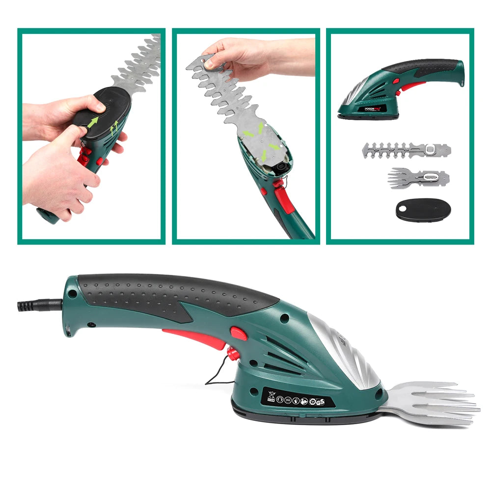 7.2V Cordless 2-in-1 Hedge & Grass Trimmer – Handheld Shrubber with Battery & Charger Included