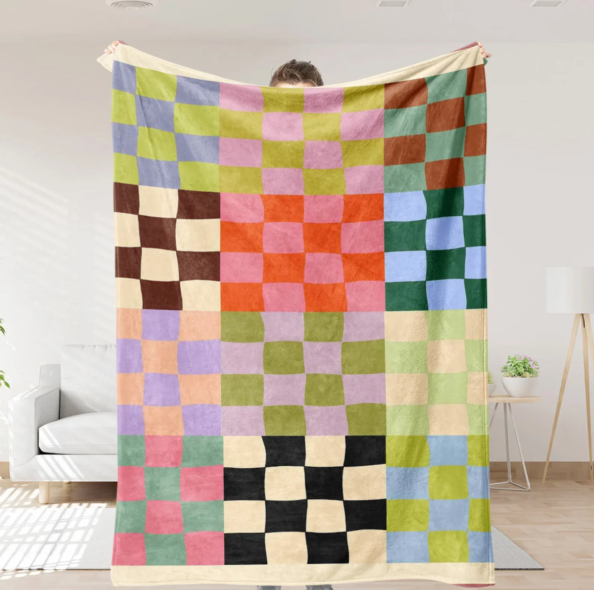 Checkered Blanket Hoodie - Soft Flannel Wearable Throw for Adults and Kids - photo 7