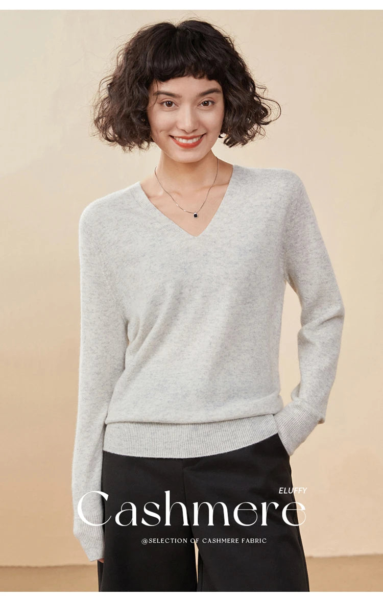 Women's Cashmere V-Neck Sweater, Knit Pullover