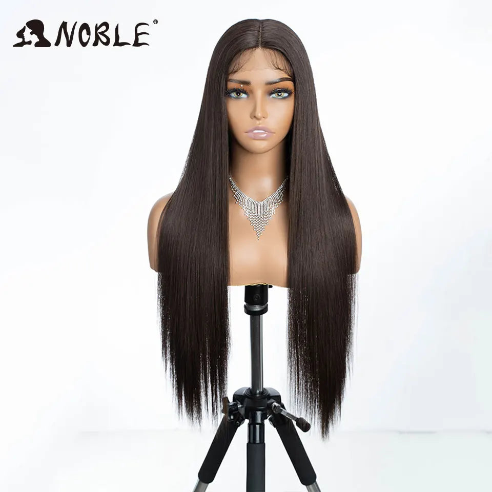 Noble Cosplay Long Straight Synthetic Lace Front Wigs For Women 30 Inch Middle Part Synthetic Lace Wig High Temperature Fiber