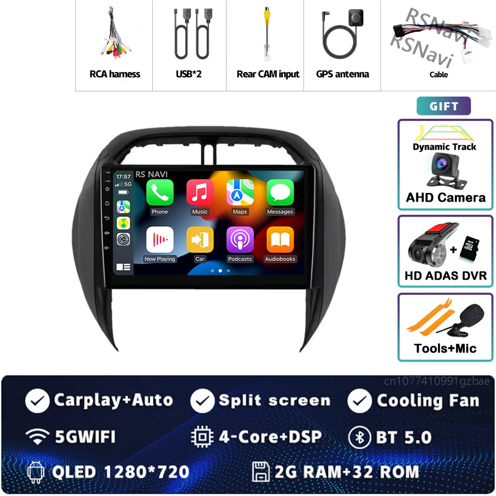 Android 16 For Toyota RAV4 2 CA20 CA20W XA20 2003 - 2005 2K QLED Stereo Car Radio Multimedia Video Player GPS 4G CarPlay