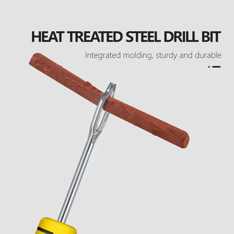Car Tire Repair Kit for Tubeless Tires: Rubber Strips, Glue & Plug Tools - Auto/Motorcycle Puncture Maintenance