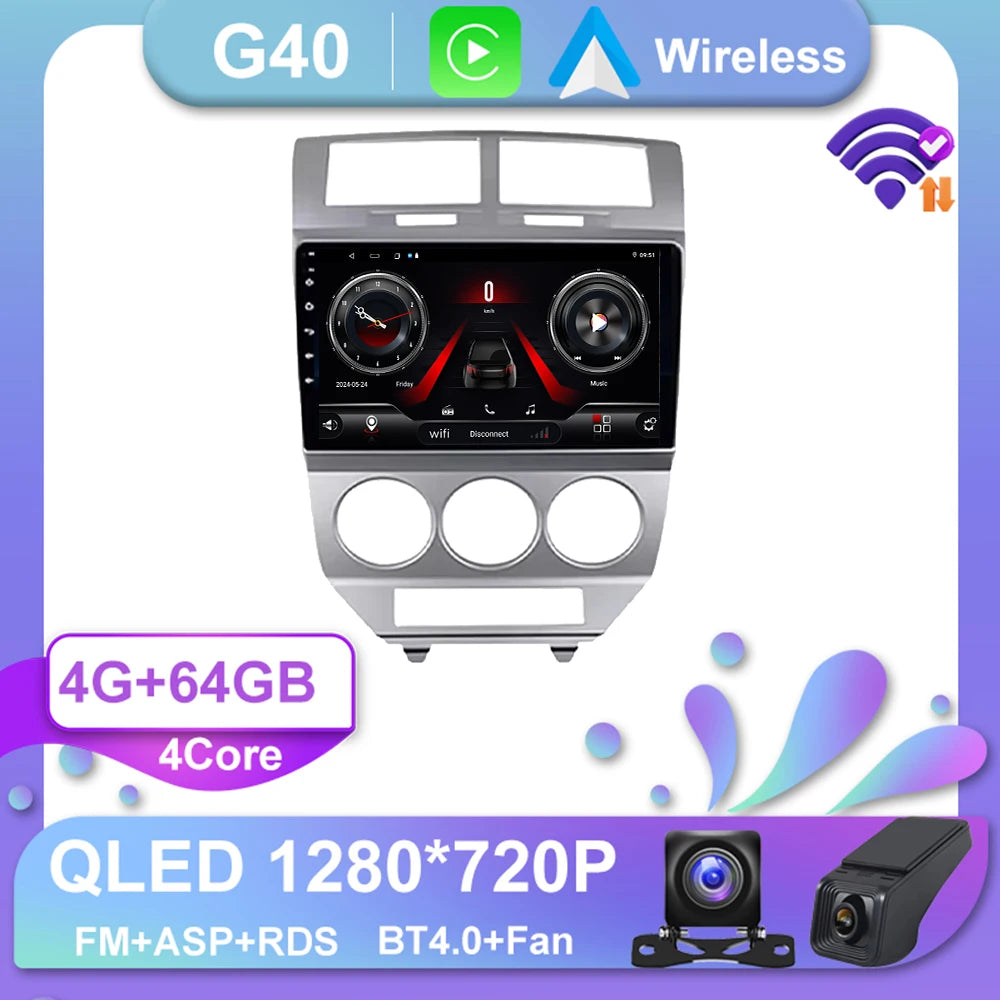 Car Stereo with Apple CarPlay & Android Auto, Compatible with Dodge Caliber (2007-2010)