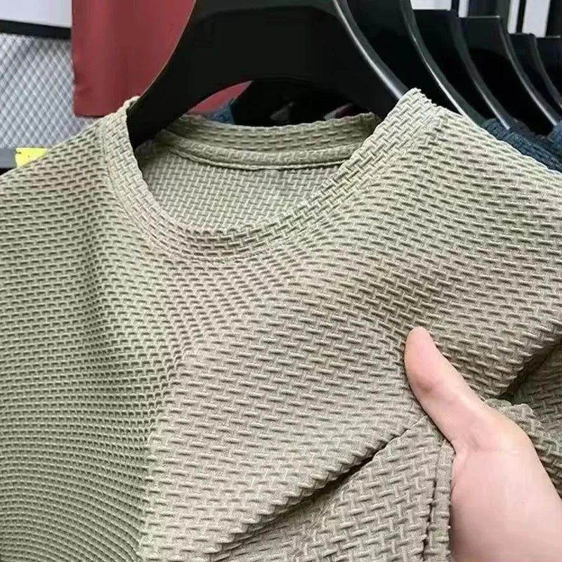 Men's Ice-Silk Tee - Crew Neck, Cool Breathable Business Casual