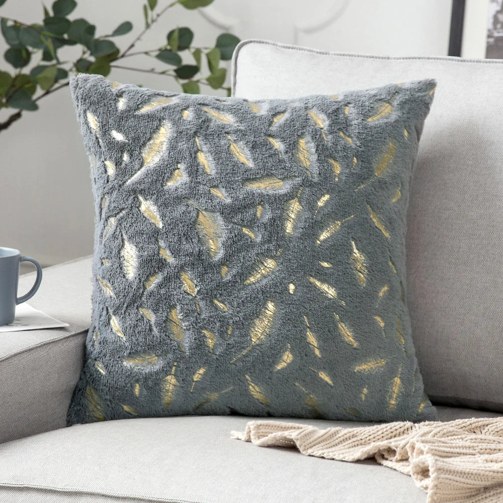 Plush Faux Fur Cushion Cover 43x43cm - Golden Fur Decorative Pillow Case - photo 17