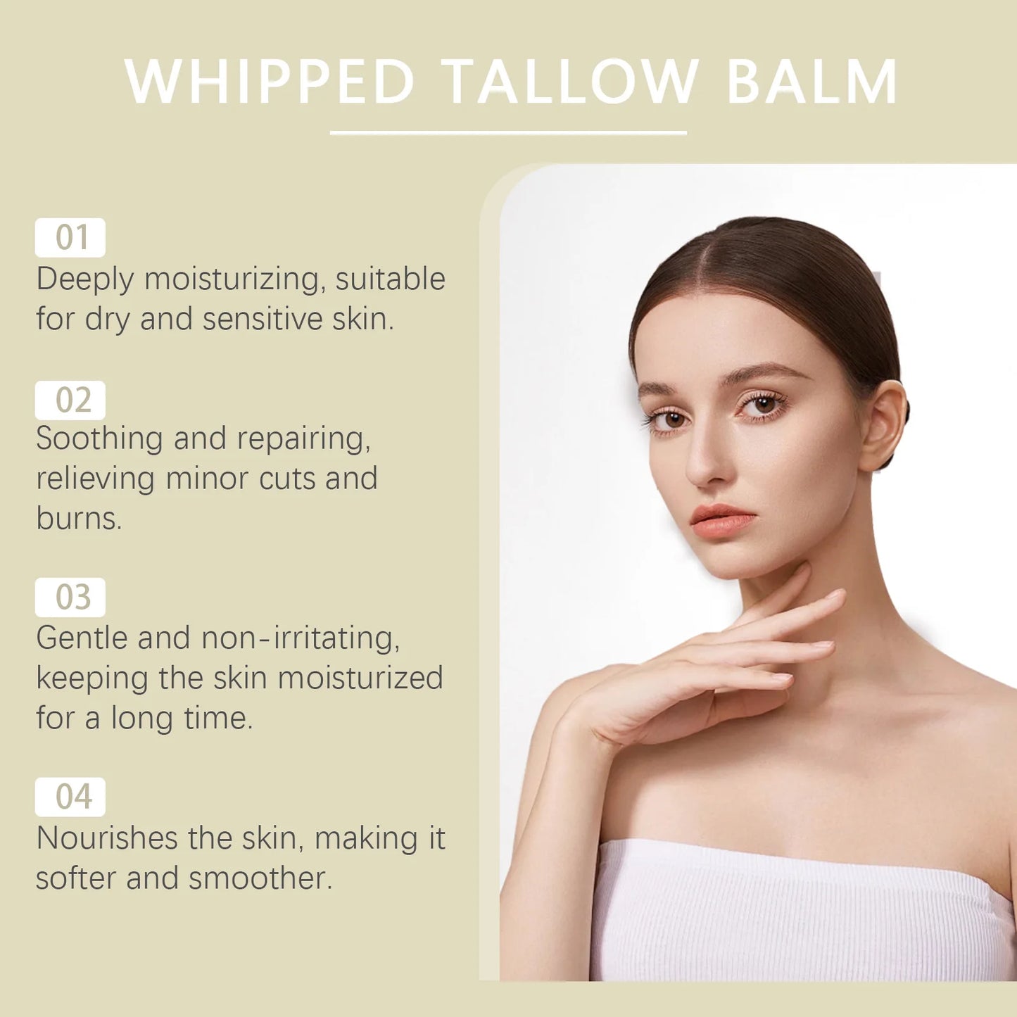 Whipped Beef Tallow Balm - Natural Grass-Fed Moisturizer for Sensitive Skin
