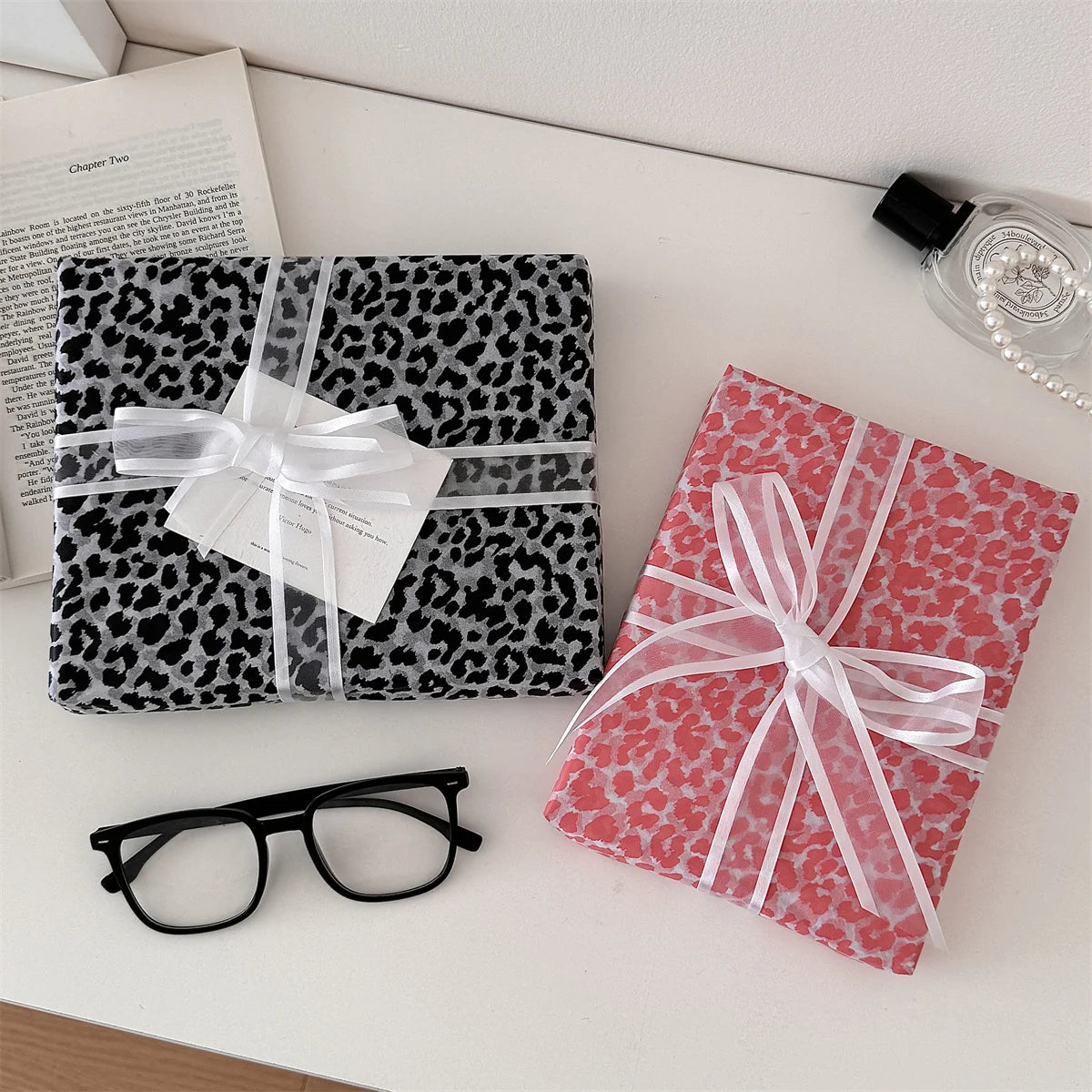 50*70cm Leopard Print Gift Wrapping Paper DIY Handmade Holiday Gift Color Leopard 10 Sheets Per Bag