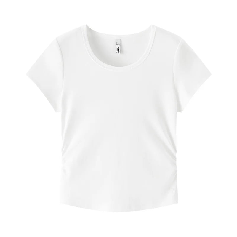 Semir Short Sleeve T-Shirt Women Cropped Slim Fit Shoulder Fit Design 2026 New Summer Embroidered Top Versatile for Chic Outfits