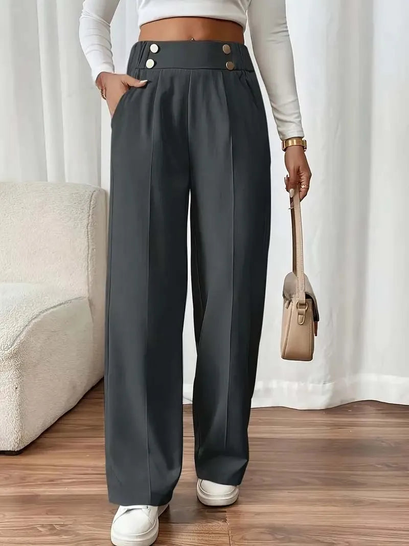 Women's high-waist wide leg pants - view 9