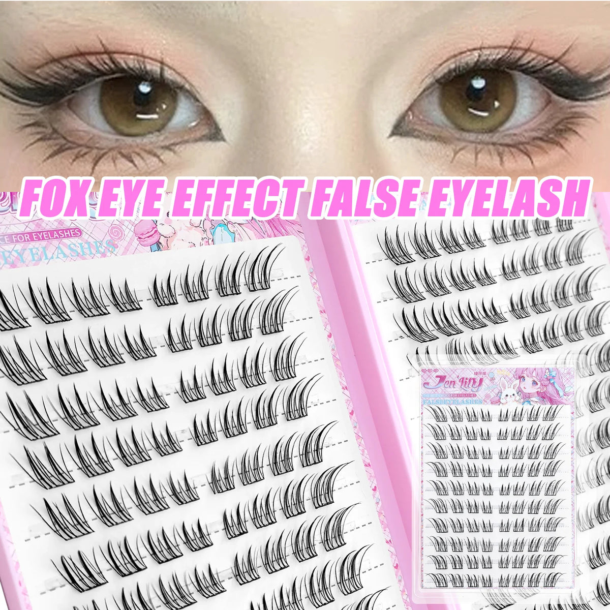 Fox Eye Glue-Free False Eyelashes Easy to Apply Beginner Friendly Natural Soft & Reusable for Daily Makeup