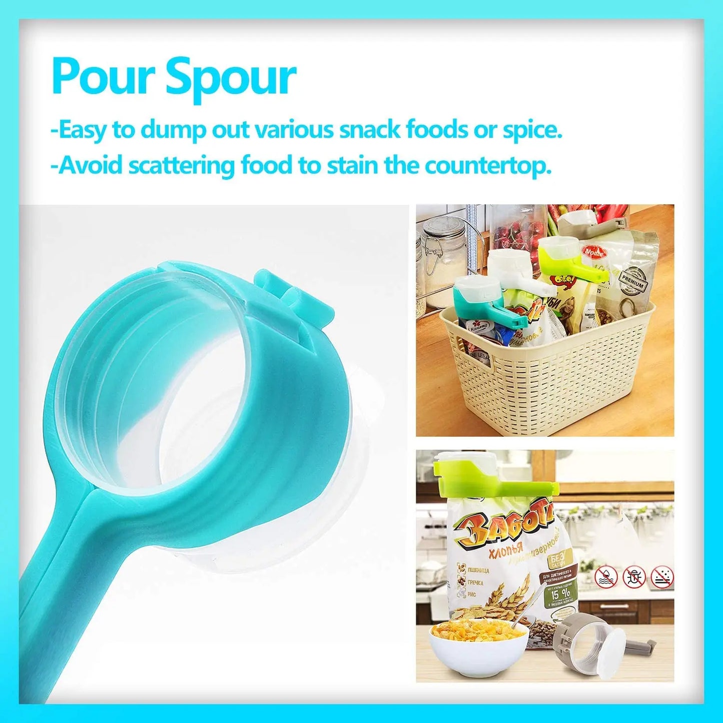Snack Sealing Clip Fresh Keeping Sealer Clamp Plastic Food Saver Travel Kitchen Gadgets Seal Pour Food Storage Bag Cap Clip