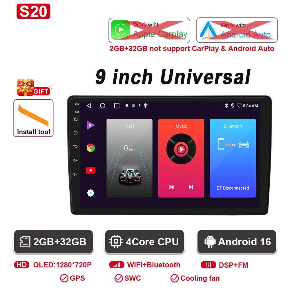 Android CarPlay Car Radio Android Auto GPS multimedia player Universal 9''10 inch Car Stereo 4G WiFi Player QLED Screen No 2 din
