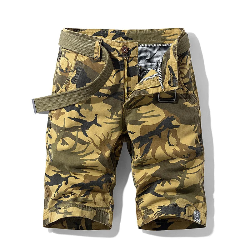 Men's Cargo Camouflage Shorts — Cotton Multi-Pocket Casual Beach Shorts