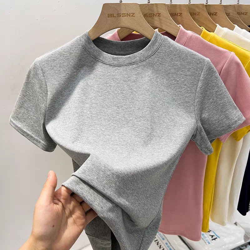 Women's plain cotton t-shirt - view 19