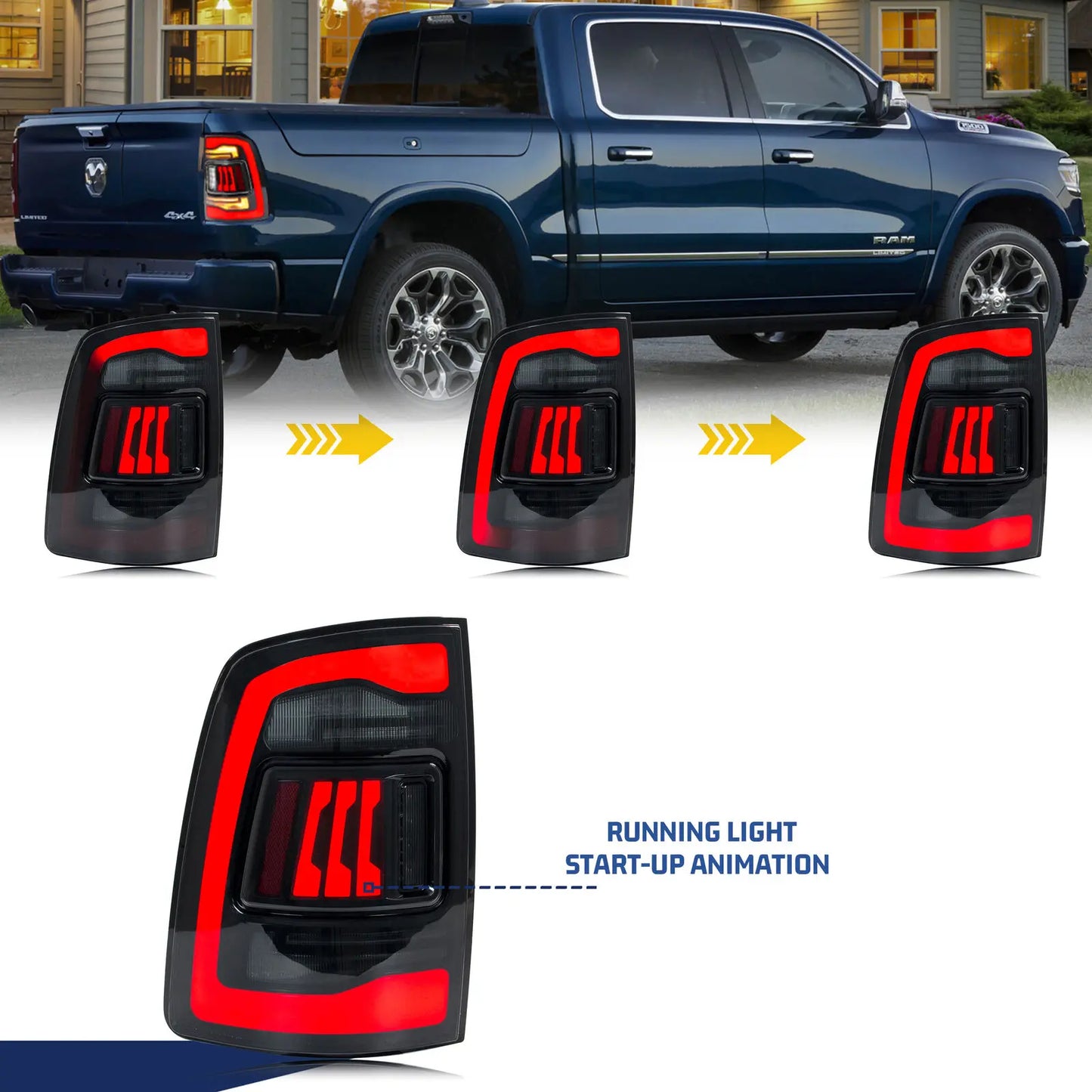 LED Sequential Tail Lights for Dodge Ram 1500/2500/3500 (2009-2018) - Black
