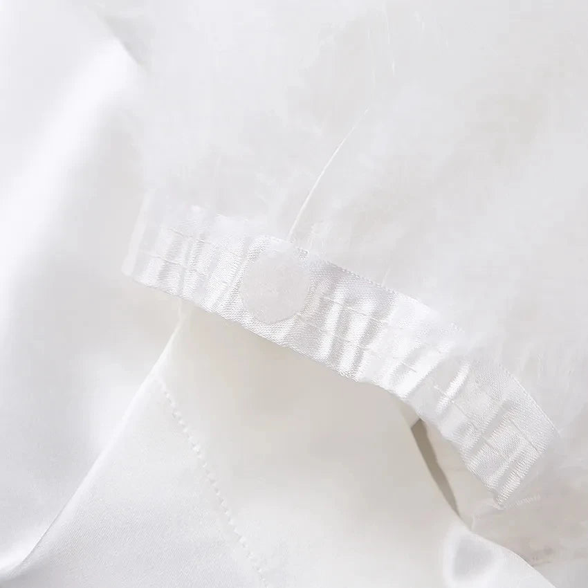 Women's Satin Robe with Feather Trim, Bridal Robe
