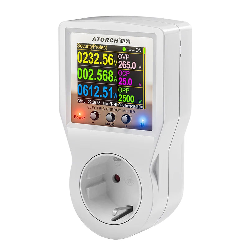 AC85-265V 16A Tuya WiFi Smart EU Socket Voltmeter Ammeter Power Meter Curve Electricity Bill Energy Consumption Analyzer Monitor