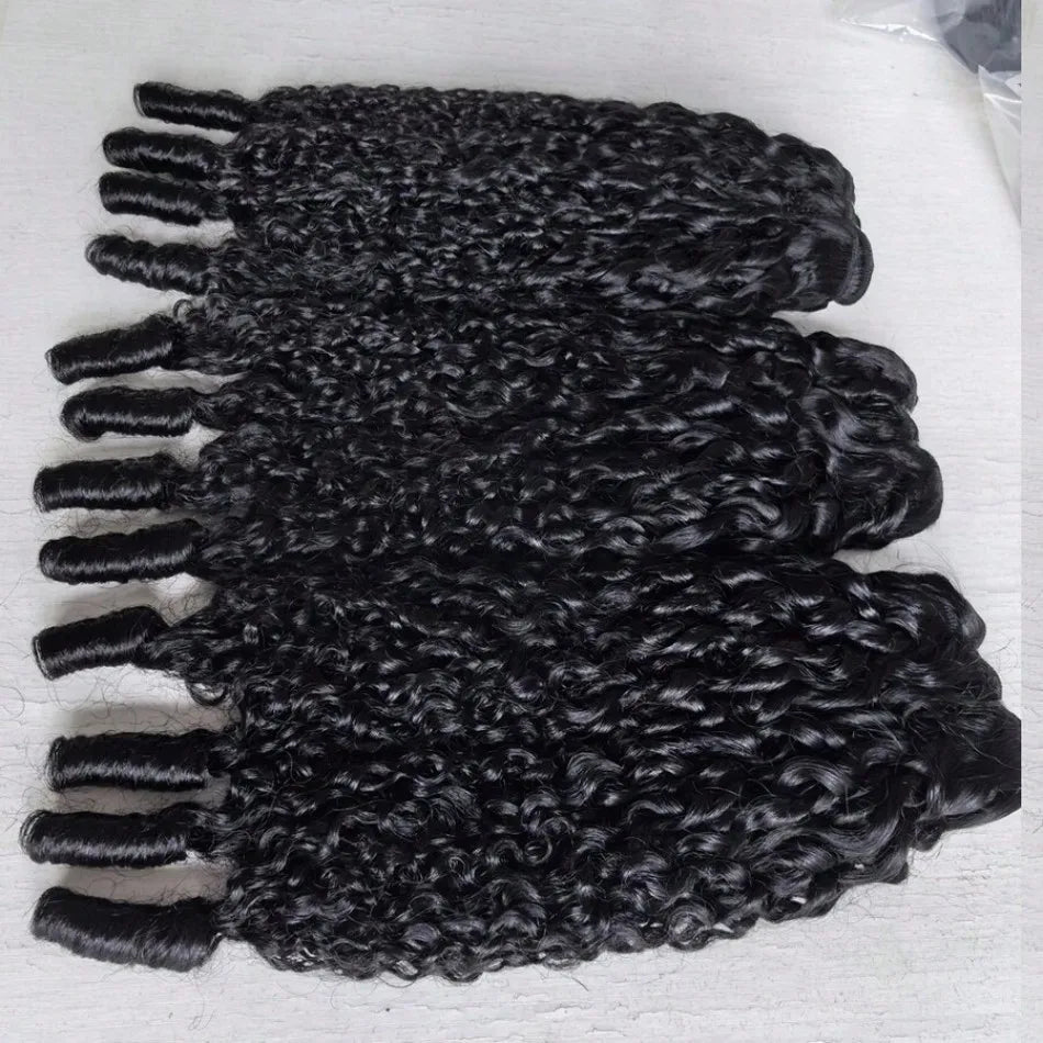 Burmese Curly Human Hair Bundles — 12A Remy Water Wave Weave (12"–40")
