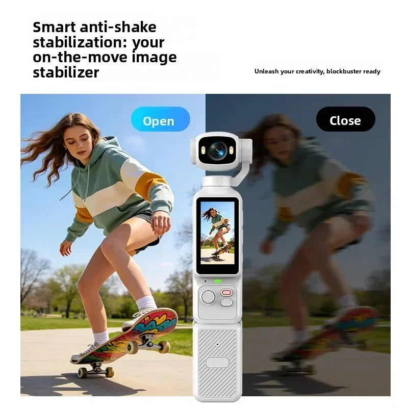 4K Handheld Gimbal Camera — 180° Rotating Lens with Fill Light