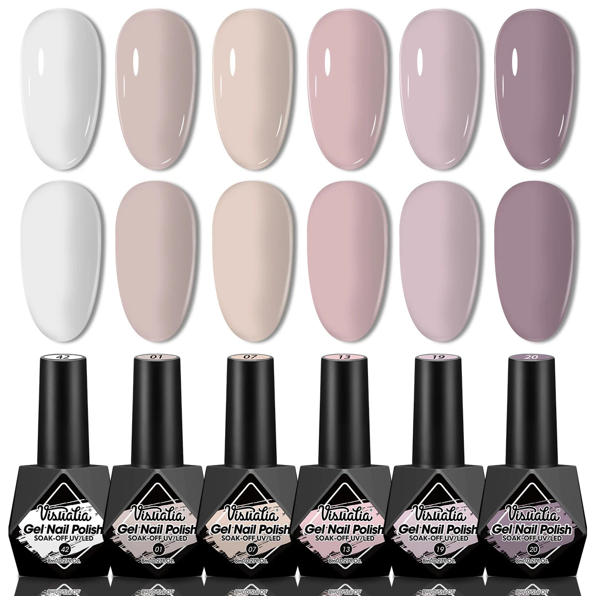 Pink Gel Nail Polish Set - 6pcs All Season Gel Nail Polish Set, UV Gel Polish, Hypoallergenic, Shimmery Finish - Suitable for Na