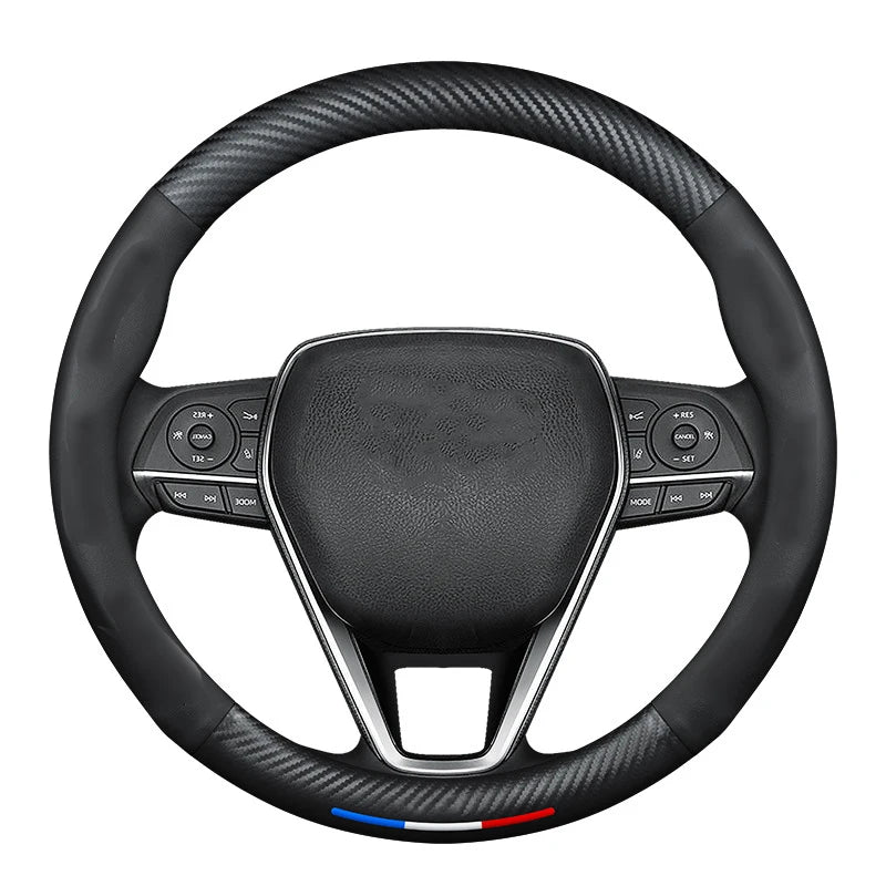 Car Carbon Fiber Leather Steering Wheel Cover For Toyota Camry RAV4 Corolla 86 Reiz Wish CHR Celica Vitz Highlander Yaris Avalon