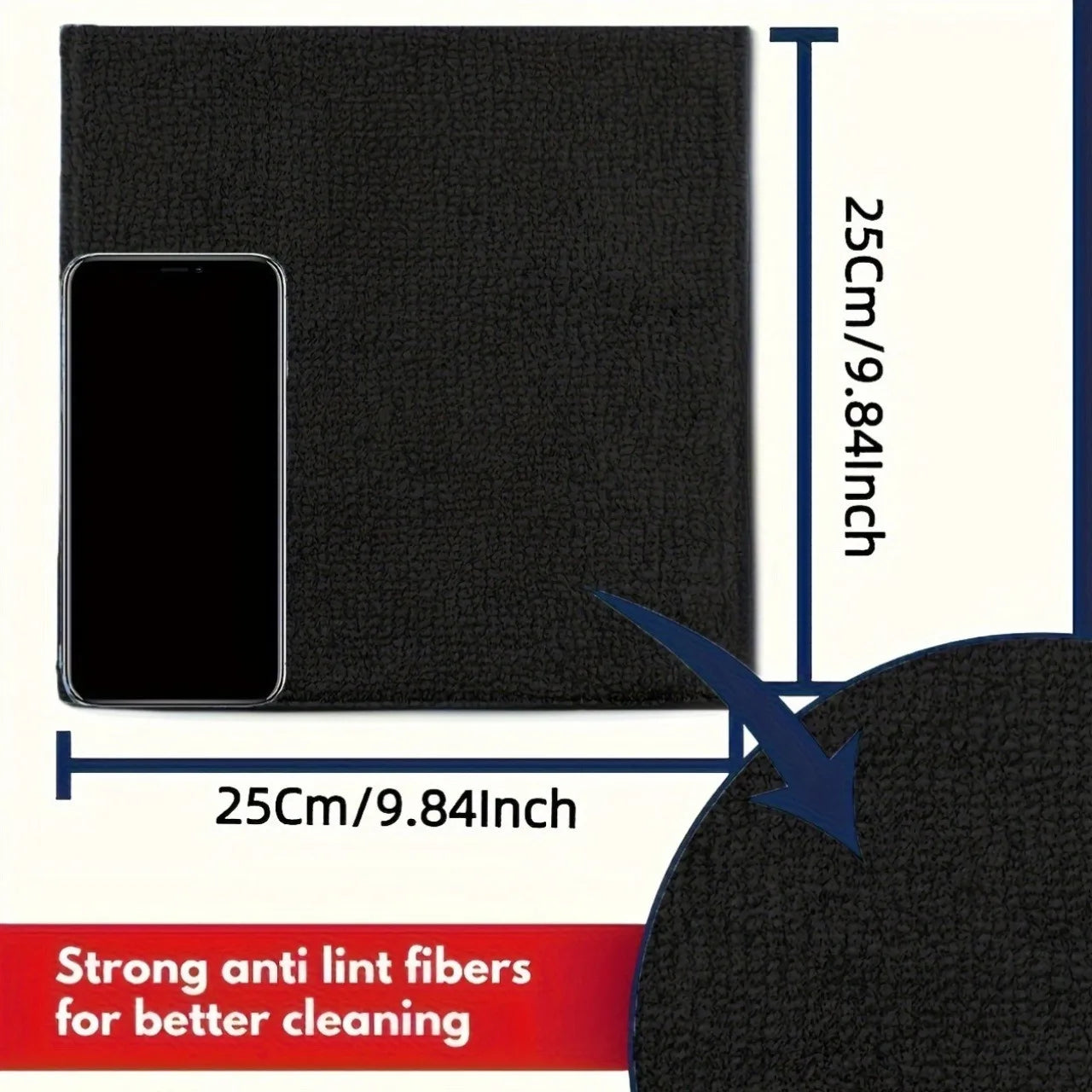 Heavy Duty Microfiber Cleaning Towels, 10 Pack, 25x25cm, Ultra Soft & Highly Absorbent, Dry & Wet Use, Streak-Free Cleaning