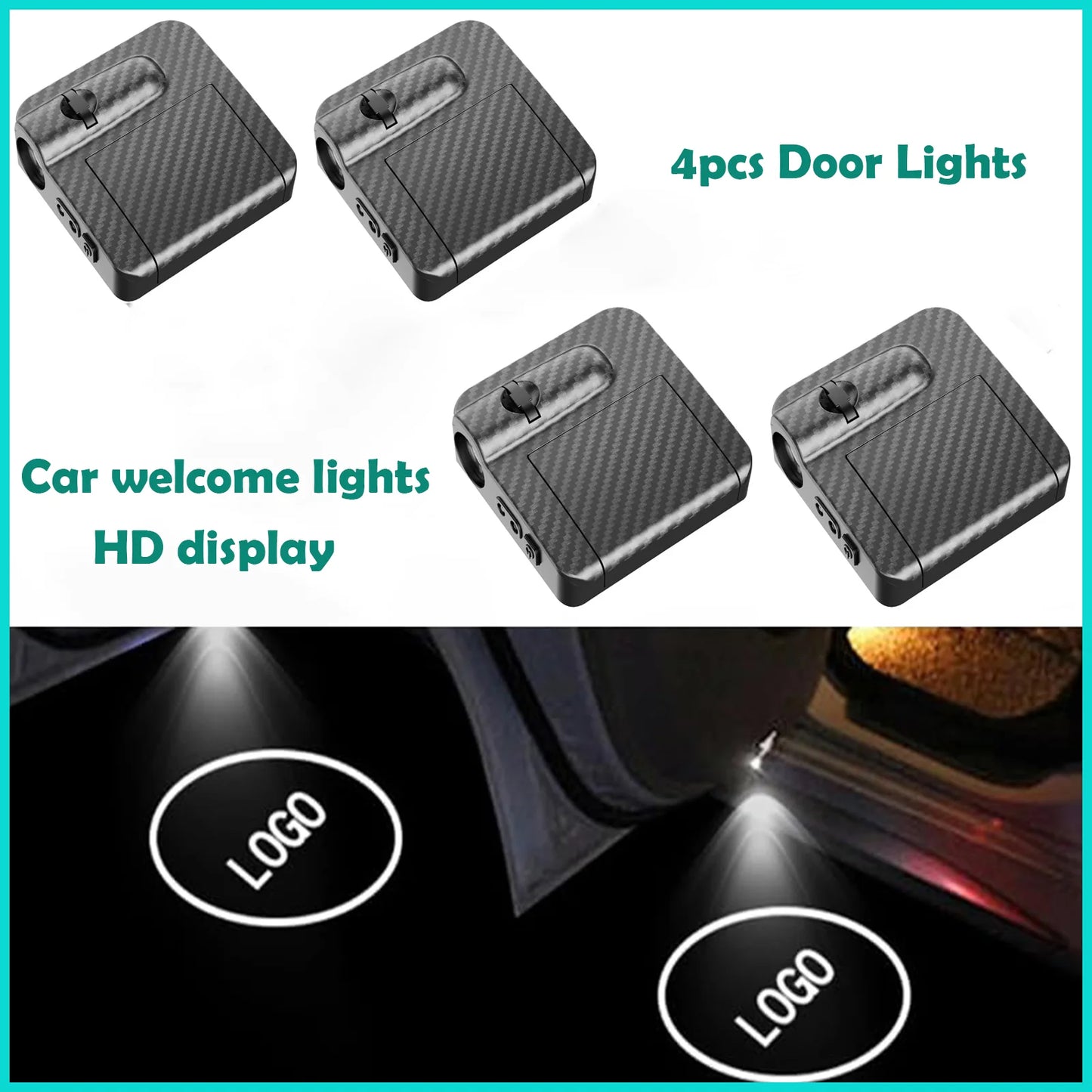 2/4 pcs Wireless Car Door Lights Projector with HD Car Door Lights LED Projector for Car Door Welcome Light