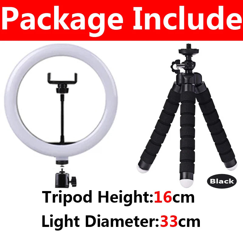 LED Photography Ring Light – 3 Modes Dimmable Selfie Light with Tripod & Phone Stand | TikTok, YouTube & Makeup
