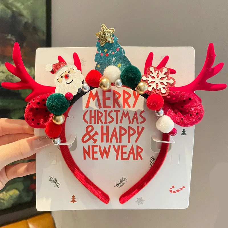 Christmas Decoration Hairband Cute Antler Santa Claus Snowflakes Christmas Eve Headwear Fashion New Year Party Hair Accessories