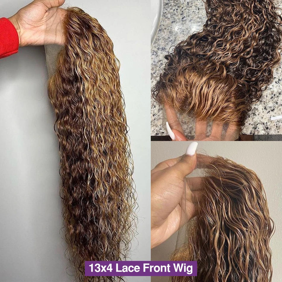 Honey Blonde Highlight HD Lace Frontal Wig - Ombre Deep Wave