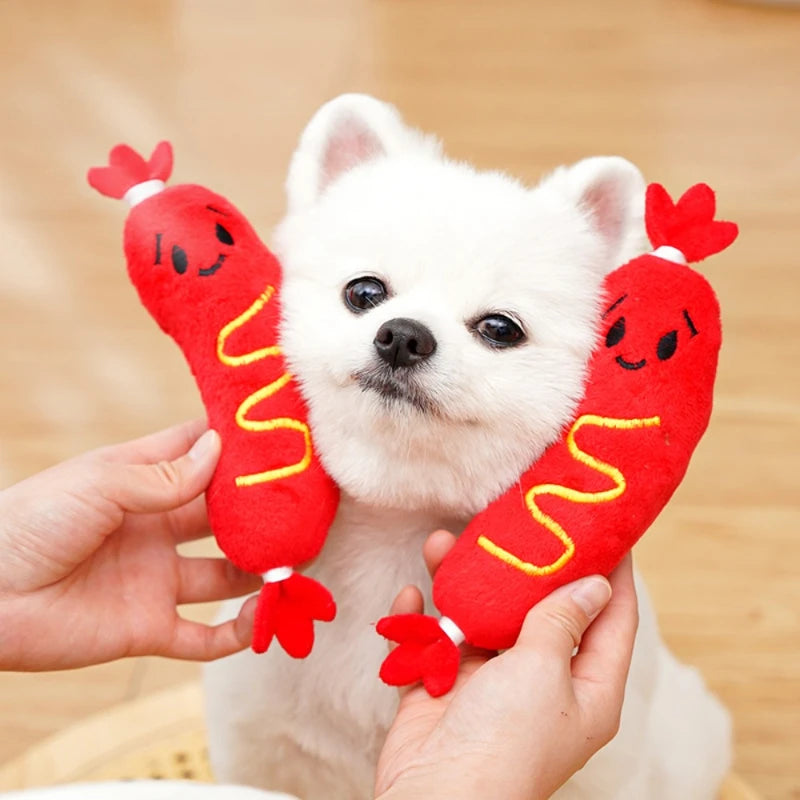 Hot Dog Squeaky Plush Toy - Bite-Resistant Puppy Chew – photo 3