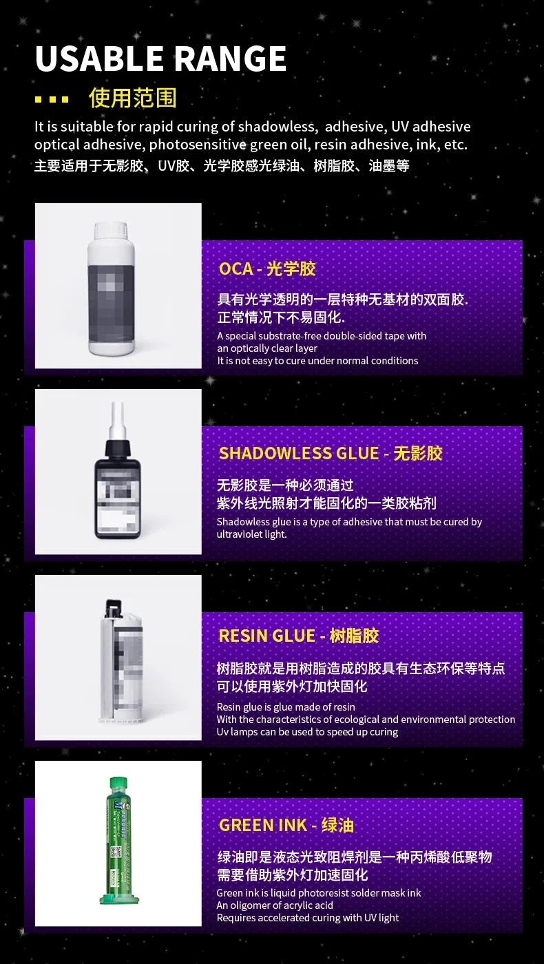 MECHANIC L1/L1 Pro UV Curing Lamp Intelligent Double Beads 7W High Power UV Curing Light  Motherboard UV Glue Curing Repair Lamp