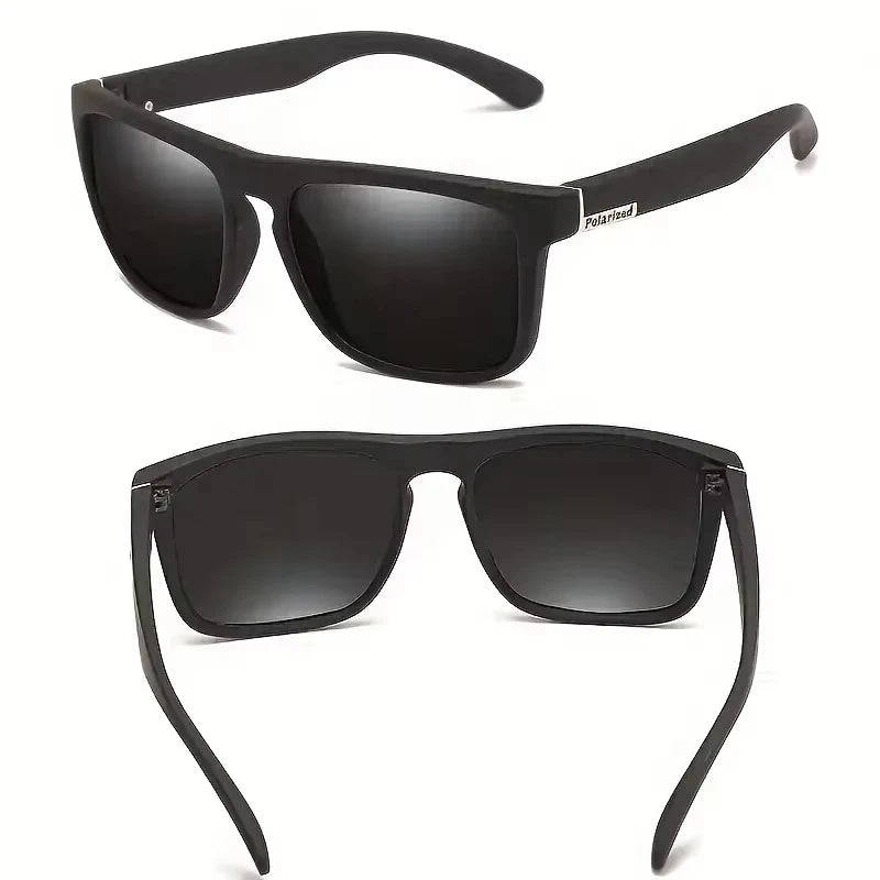 2PCS Fashion Square Polarized Sunglasses Men Vintage Plastic Male Sun Glasses Women Stylish Black Sport Shades UV400
