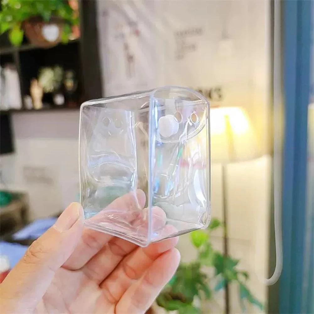 Transparent PVC Square Mini Coin Purses Case Clear Small Key Wallets Pouch Women Kids Girls Lipstick Earphone Coin Storage Bags