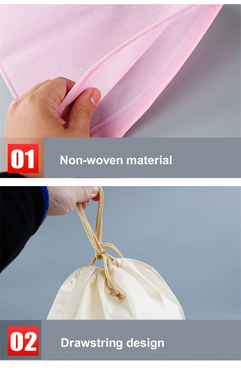 StoBag Non-woven Drawstring Bags Shoe Clothes Storage Fabric Portable Reusable Travel Organizer Pouches Custom Logo(Extra Fee)