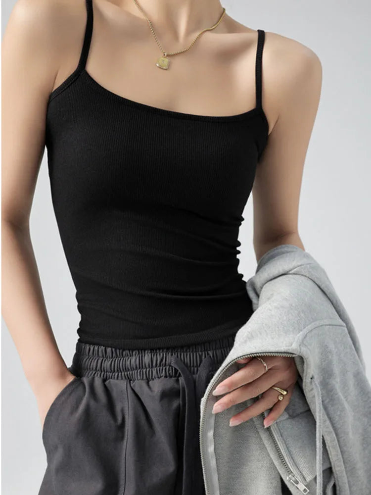 Women's Stretch Spaghetti Strap Tank Top - Versatile & Comfy