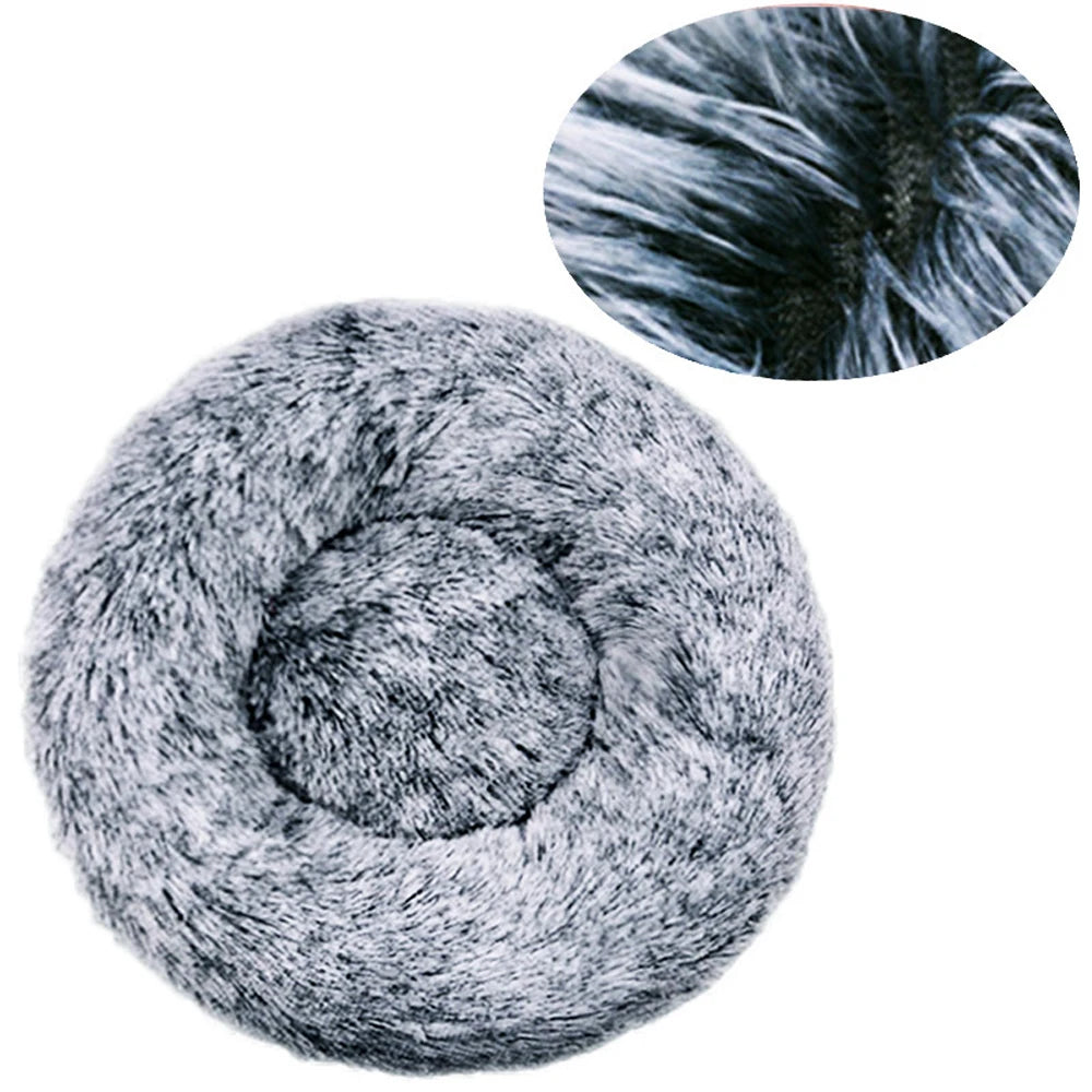 Round Plush Dog Bed - Warm Tie-Dye Nest Bed, 70-90cm - photo 16