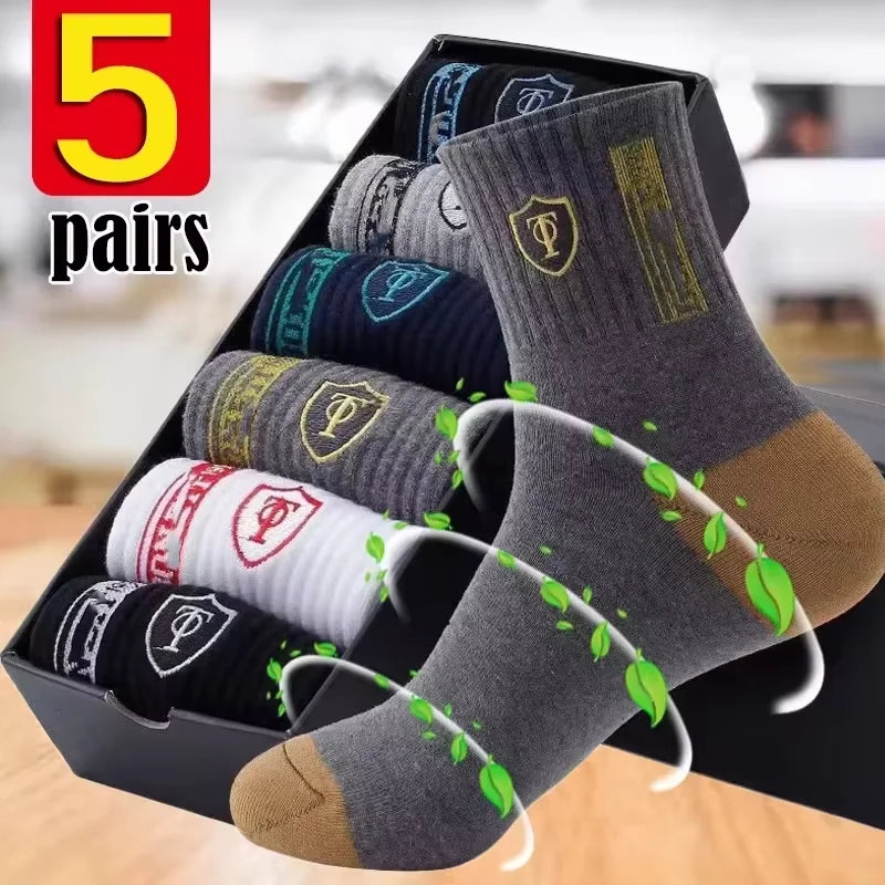 Men's Cotton Blend Crew Socks, 5 Pairs